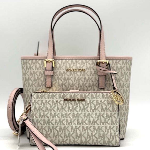 Michael Kors Jet Set Travel Extra-Small Top-Zip Tote Bag & Double Zip Wallet Set - Picture 1 of 12
